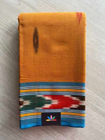 Contrast Ikkat Border Cotton Saree(without blouse) -27653