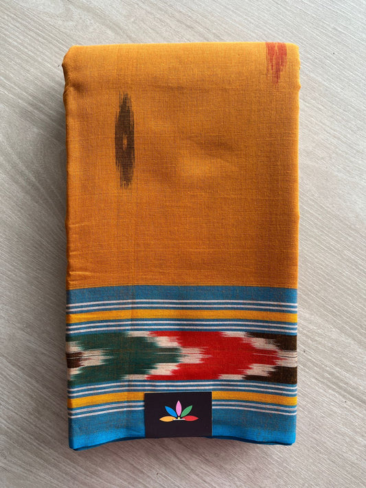 Contrast Ikkat Border Cotton Saree(without blouse) -27653