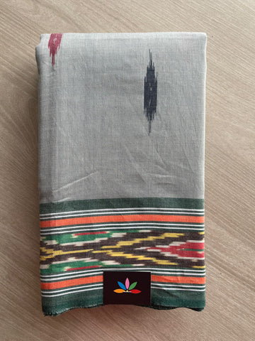 Contrast Ikkat Border Cotton Saree(without blouse) -27654