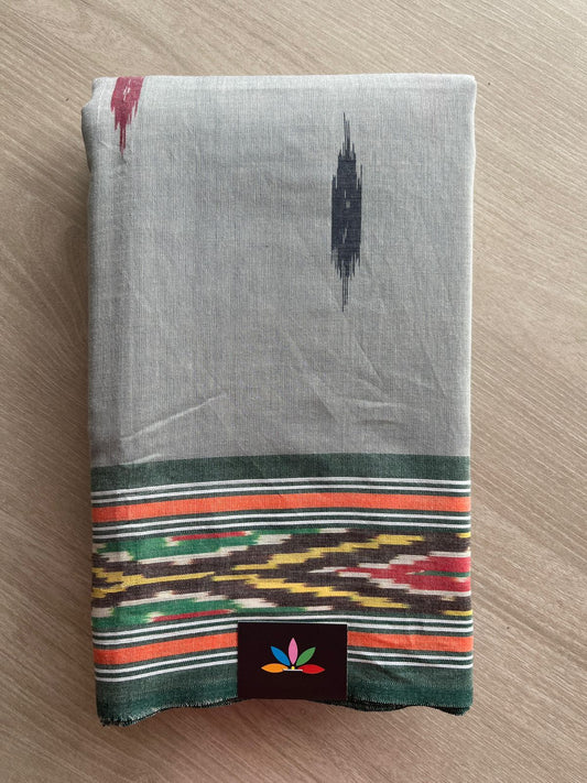 Contrast Ikkat Border Cotton Saree(without blouse) -27654
