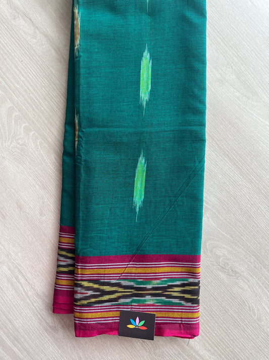 Contrast Ikkat Border Cotton Saree(without blouse) -27655