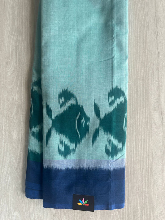 Fish Border Handloom Pochamapally Ikkat Cotton Saree - 29243