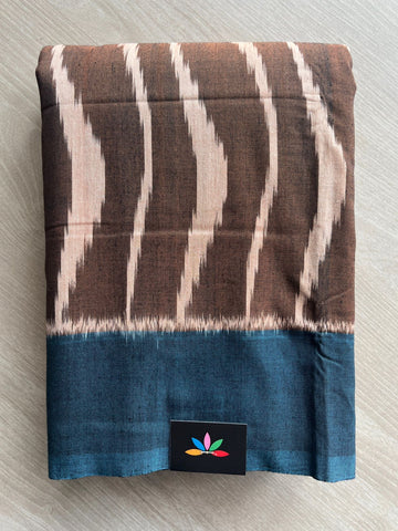 Medium Taupe Shade Handwoven Pochampally Ikkat Cotton Saree - 31747