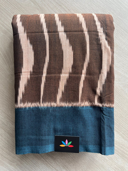 Medium Taupe Shade Handwoven Pochampally Ikkat Cotton Saree - 31747