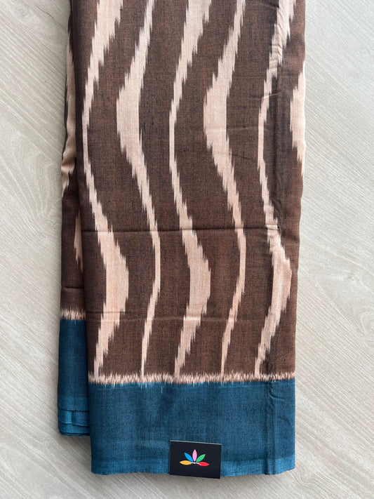 Medium Taupe Shade Handwoven Pochampally Ikkat Cotton Saree - 31747