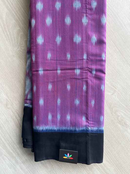 Dark Lilac Shade Handwoven Pochampally Ikkat Cotton Saree - 31757