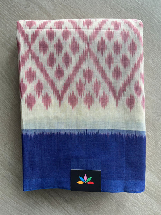 Moon Mist Shade Handwoven Pochampally Ikkat Cotton Saree - 31759