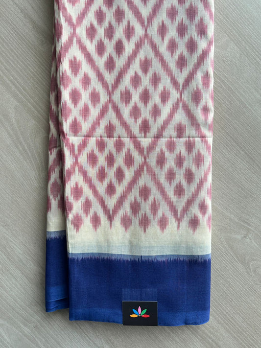Moon Mist Shade Handwoven Pochampally Ikkat Cotton Saree - 31759