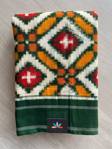 Handwoven Telia Rumal ikkat Cotton Saree - 31774