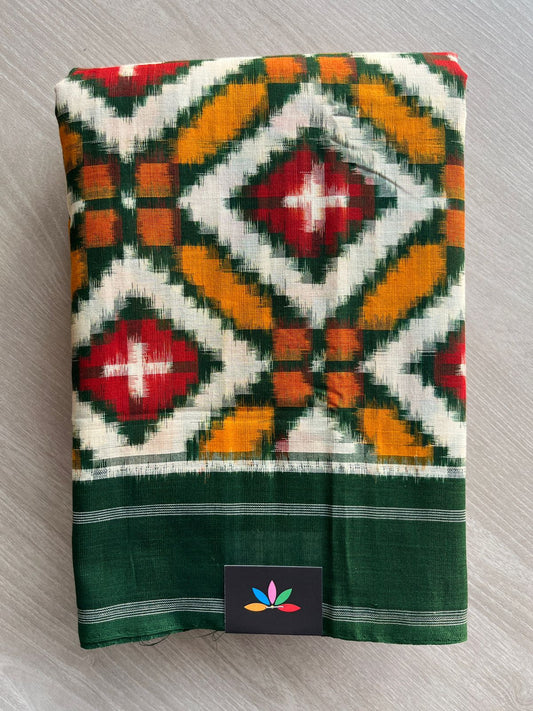 Handwoven Telia Rumal ikkat Cotton Saree - 31774