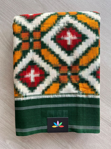 Handwoven Telia Rumal ikkat Cotton Saree - 32240