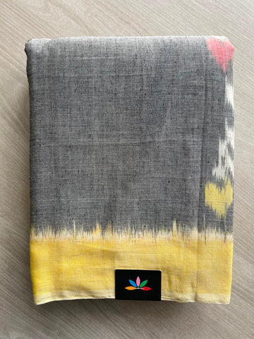 Smoke Grey Handloom Pochampally Ikkat Cotton Saree - 32244