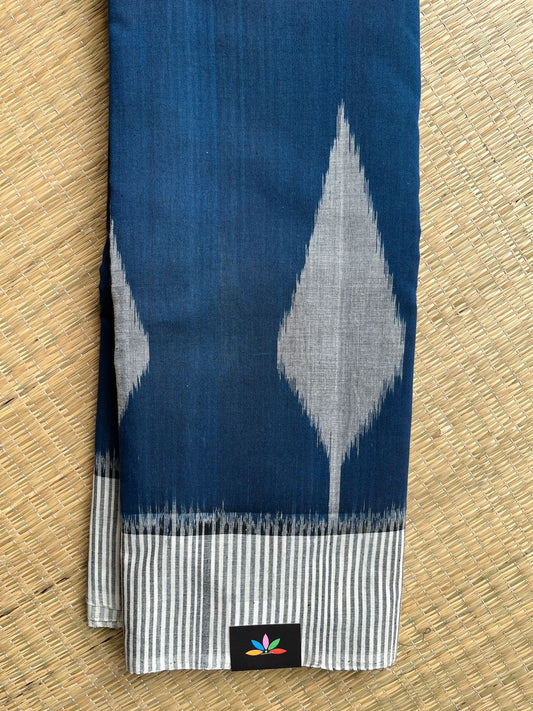 Blue Zodiac Handloom Pochampally Ikkat Cotton Saree - 32245