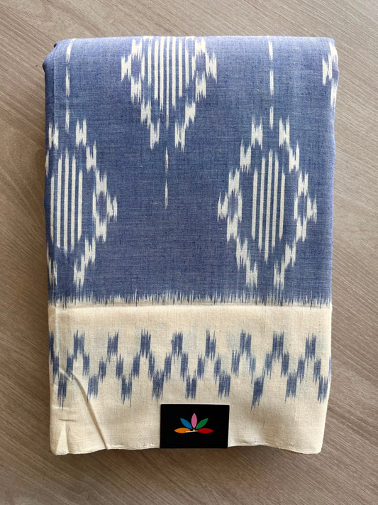 Blue Yonder Shade Handwoven Pochampally Ikkat Cotton Saree - 33468