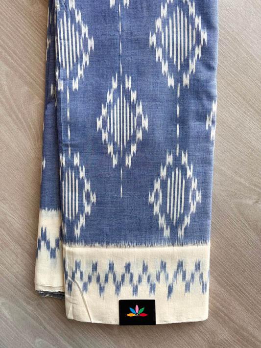 Blue Yonder Shade Handwoven Pochampally Ikkat Cotton Saree - 33468