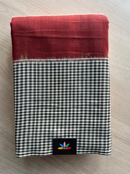 Off-White Handwoven Pochampally Ikkat Cotton Saree - 33489