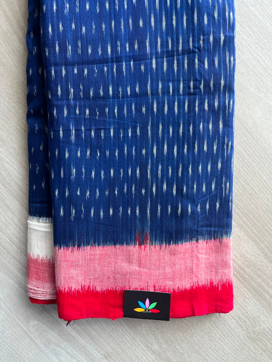 Yale Blue Handwoven Pochampally Ikkat Cotton Saree - 35080