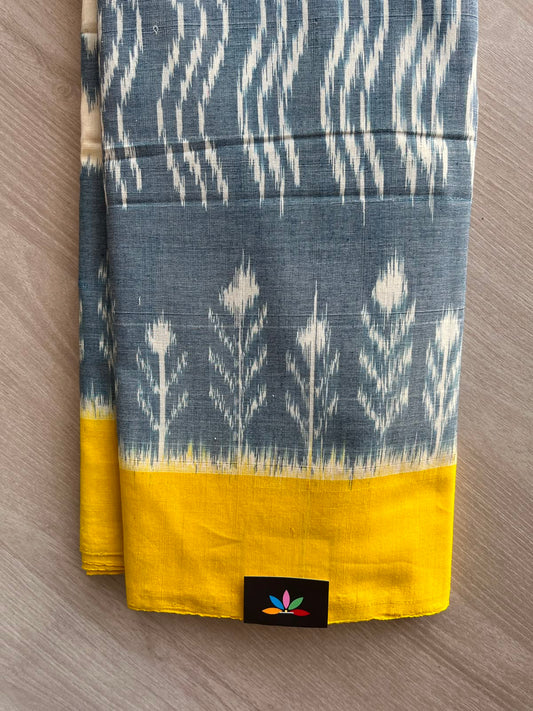 Slate Grey Handwoven Pochampally Ikkat Cotton Saree - 35082