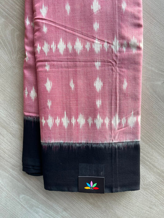 Pastel Pink Handwoven Pochampally Ikkat Cotton Saree - 35087
