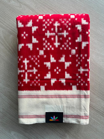 Handwoven Telia Rumal Ikkat Cotton Saree - 35092