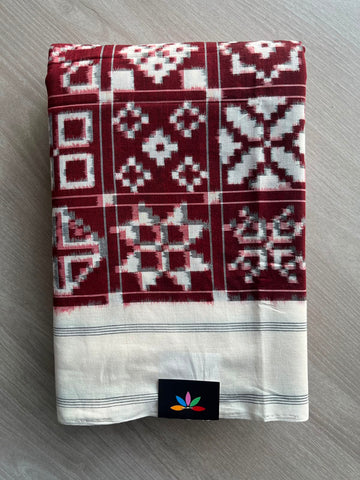 Handwoven Telia Rumal Ikkat Cotton Saree - 35094
