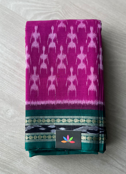 Hot Purple Handwoven Orissa Ikkat Cotton Saree-7520