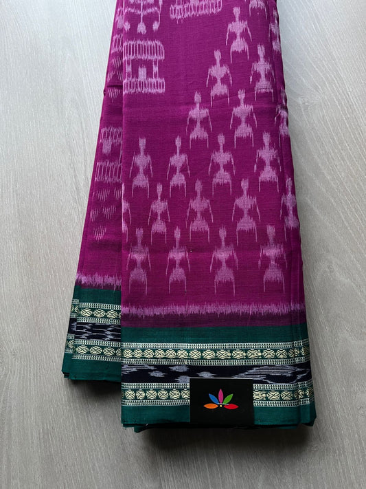 Hot Purple Handwoven Orissa Ikkat Cotton Saree-7520