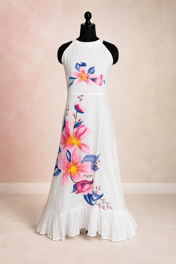 Blush Bloom Halter Neck Cotton Maxi Dress - 33261