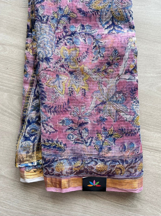 Handblock Printed Kota Doria Saree -13050