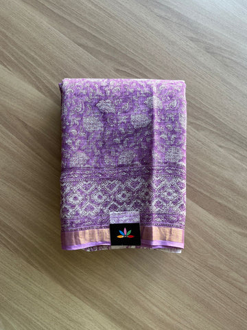 Handblock Printed Kota Doria Saree -21881-21882