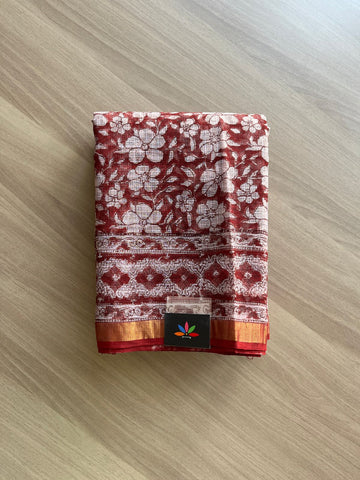 Handblock Printed Kota Doria Saree -21891-21892