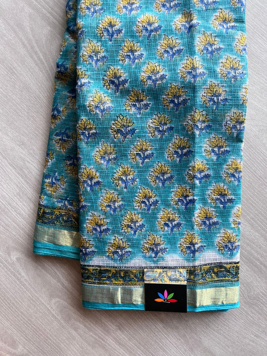 Handblock Printed Kota Doria Saree - 10683-10684