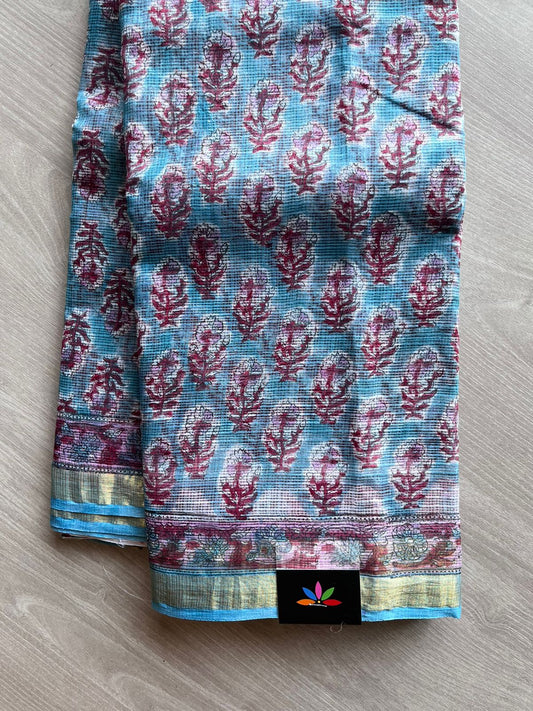 Handblock Printed Kota Doria Saree -10687-10688