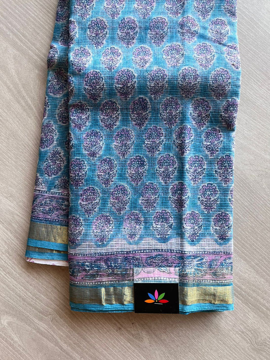 Handblock Printed Kota Doria Saree -10693-10694