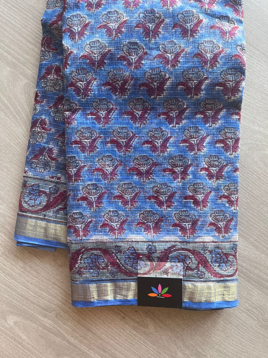 Handblock Printed Kota Doria Saree -10697-10698