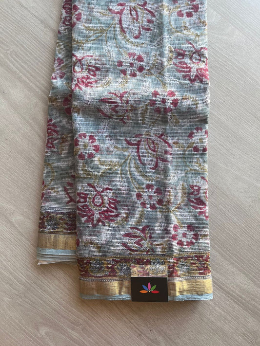 Handblock Printed Kota Doria Saree -10699-10700