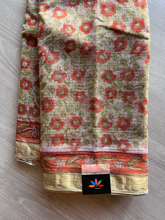 Handblock Printed Kota Doria Saree -10709-10710