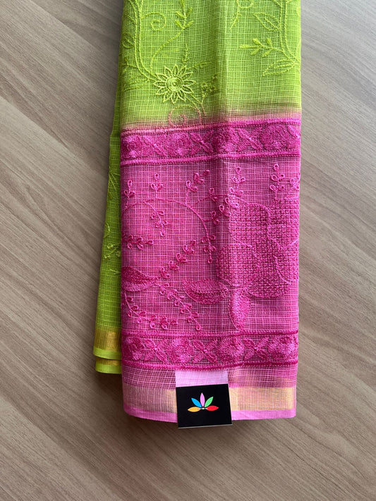 All over embroidered kota cotton saree-14438