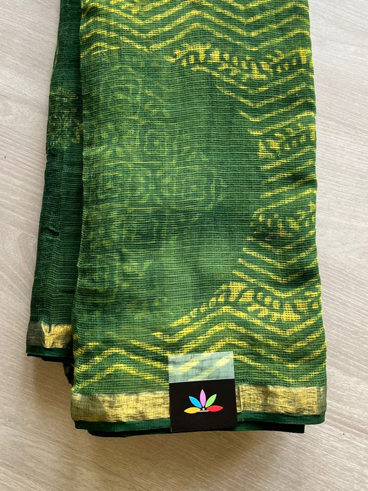 Akola Handblock Printed Kota Doria Saree - 14598