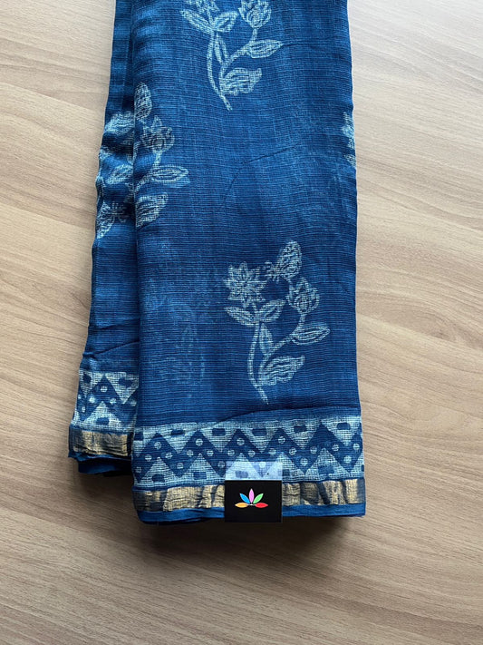 Akola Handblock Printed Kota Doria Saree - 14599