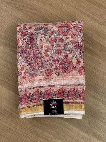 Handblock Printed Kota Doria Saree -16770