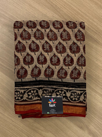 Handblock Printed Kota Doria Saree -16772