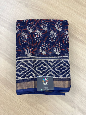 Handblock Printed Kota Doria Saree -16776