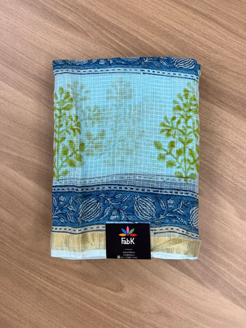 Handblock Printed Kota Doria Saree -16780
