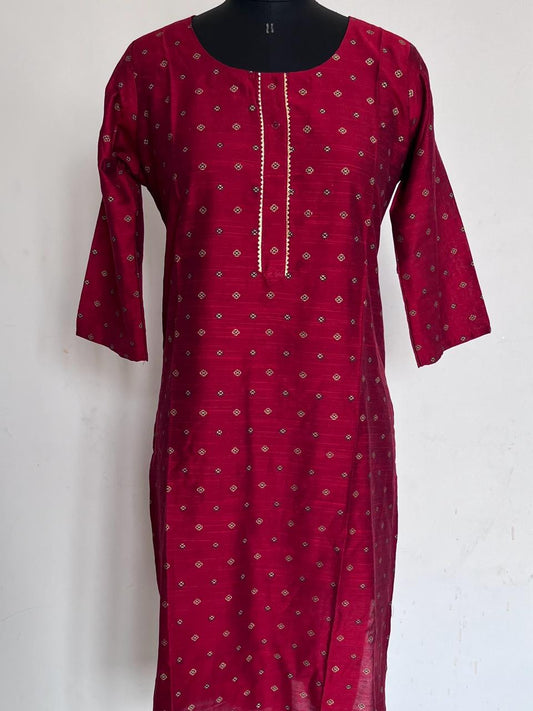 SIZE L - Chanderi Silk Cotton Kurti-102-103