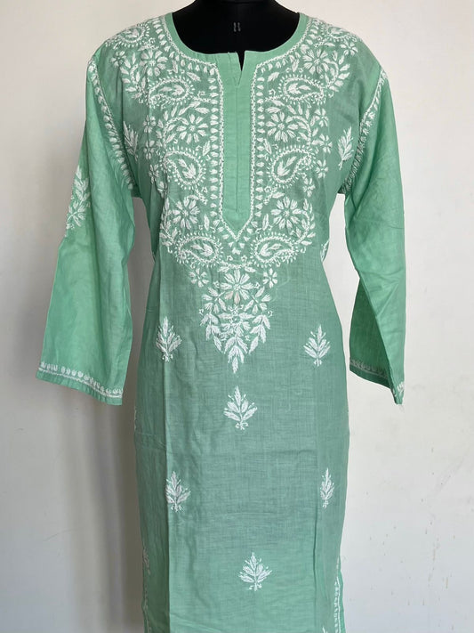 Size –XXL-Handembroidered Chikankari Pure Cotton Kurti -11118-11119