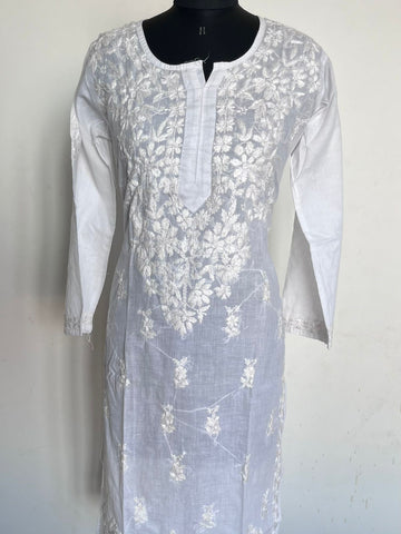 Size –M-Handembroidered Chikankari Pure Cotton Kurti -11122