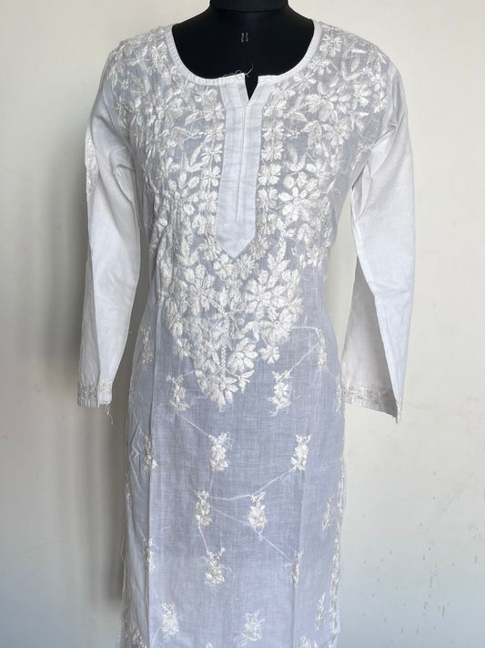 Size –M-Handembroidered Chikankari Pure Cotton Kurti -11122