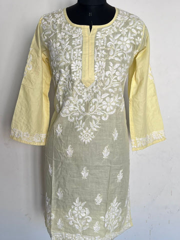 Size –M-Handembroidered Chikankari Pure Cotton Kurti -11125