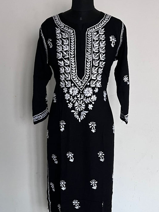 Size –S-Handembroidered Chikankari Rayon Cotton Blend Kurti -11132